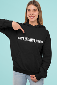 girl wearing black Krystal Kiss Crew murder hoodie