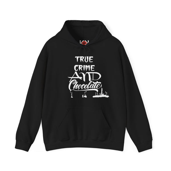 black True Crime and Chocolate murder hoodie