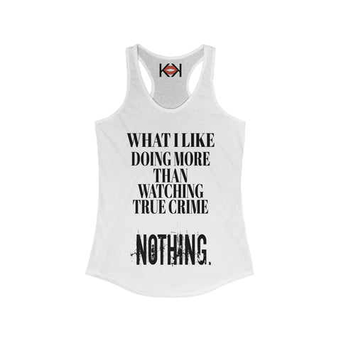 front of women's white murder tank top