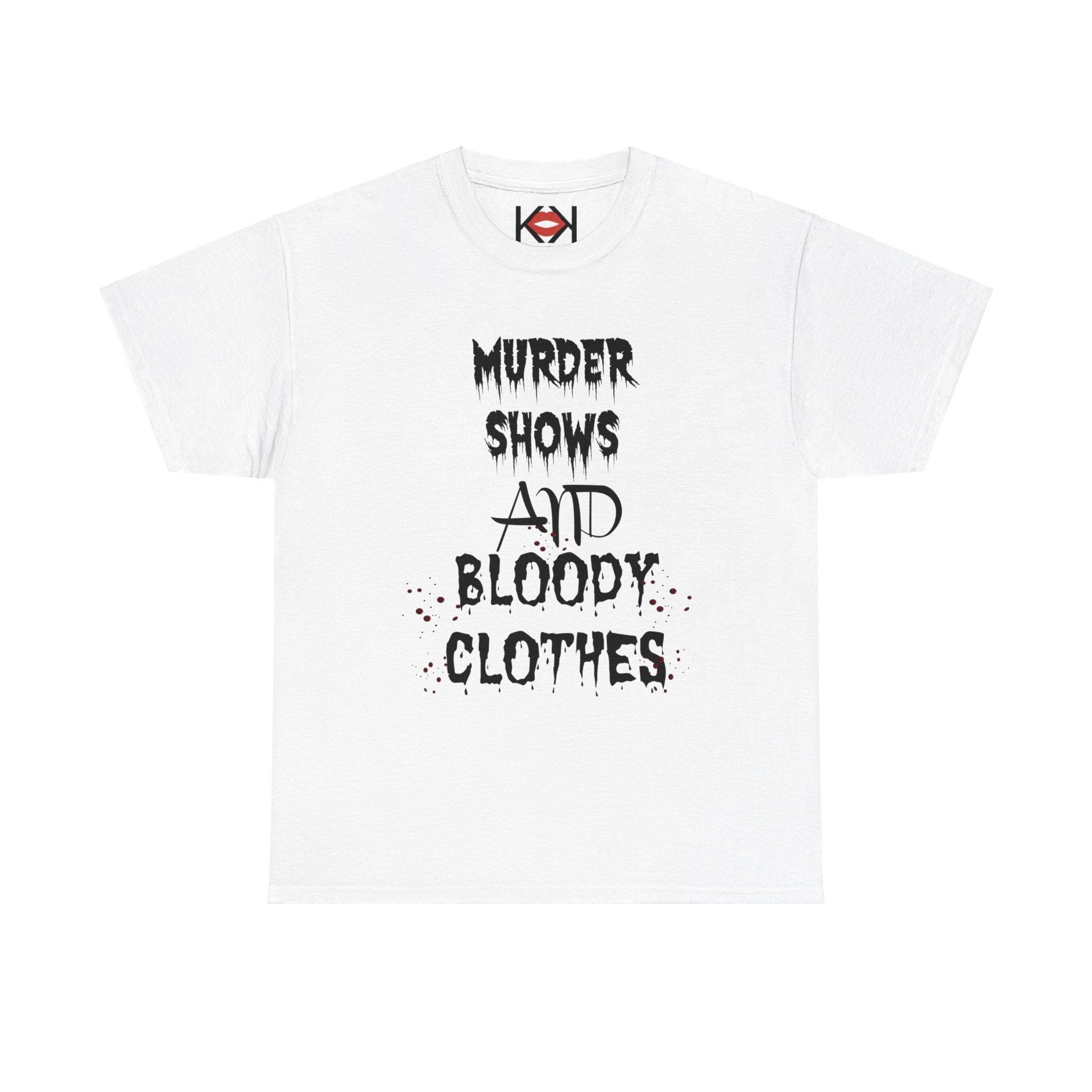 white unisex murder t-shirt