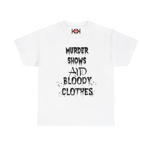 white unisex murder t-shirt