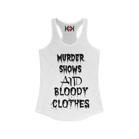 front of women's white murder tank top