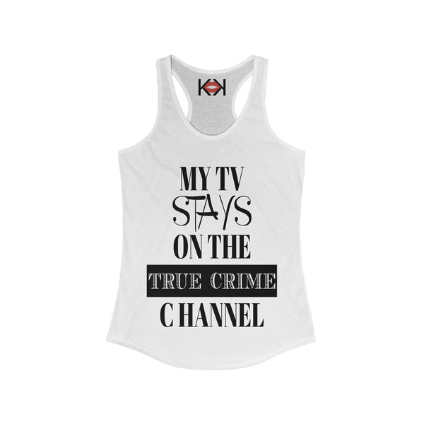 front of women's white murder tank top