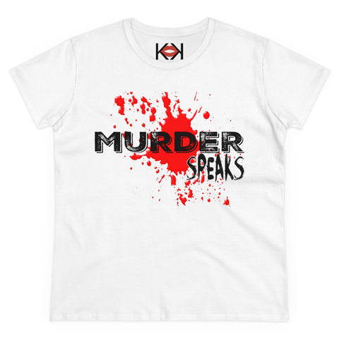 women's white murder cotton tee