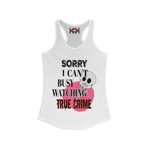 front of women's white murder tank top