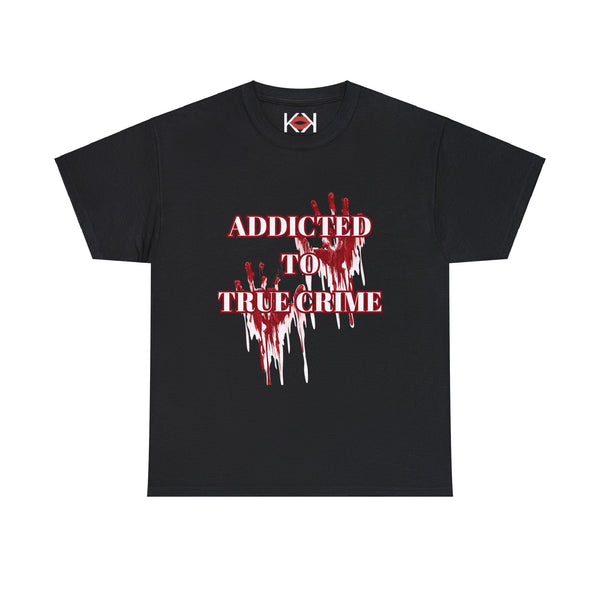 women's black Addicted to True Crime unisex murder t-shirt