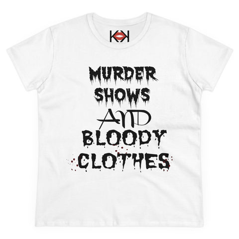 women's white murder cotton tee