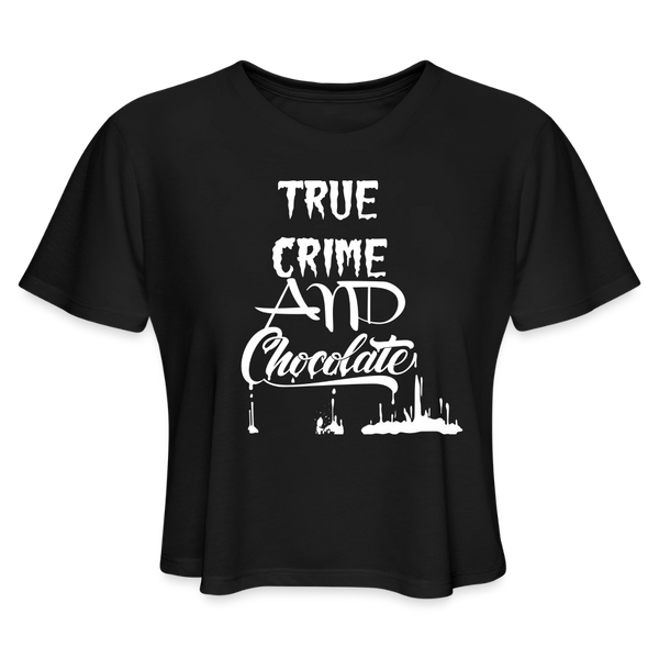 True Crime and Chocolate Crop Top - black