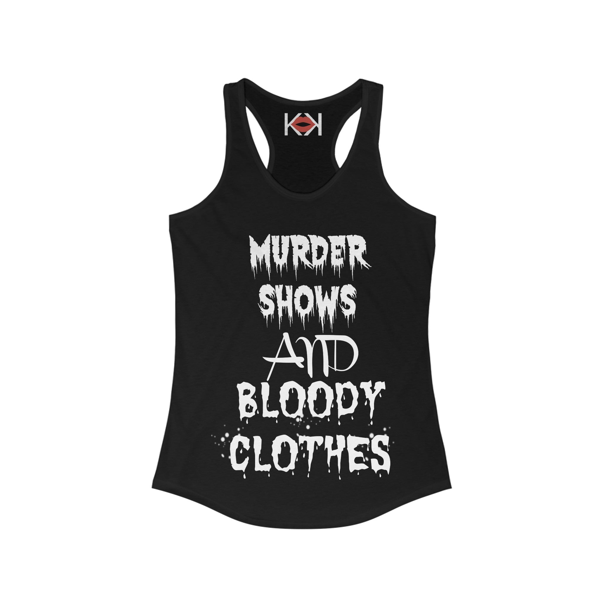 front of women's black murder tank top