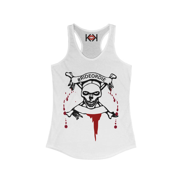 front of women's white murder tank top