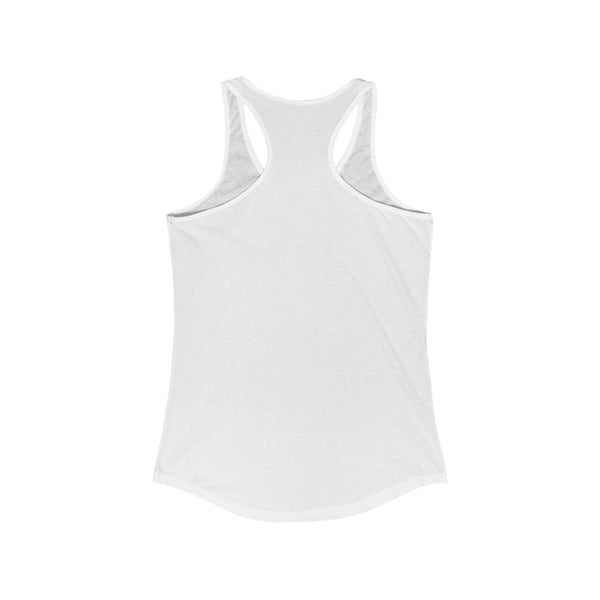 back of women's white murder tank top