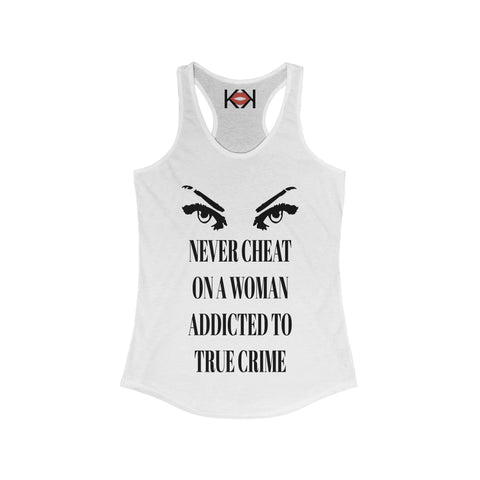 front of women's white murder tank top