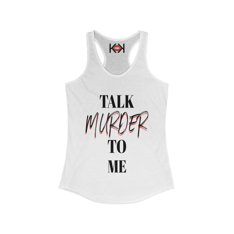 front of women's white murder tank top