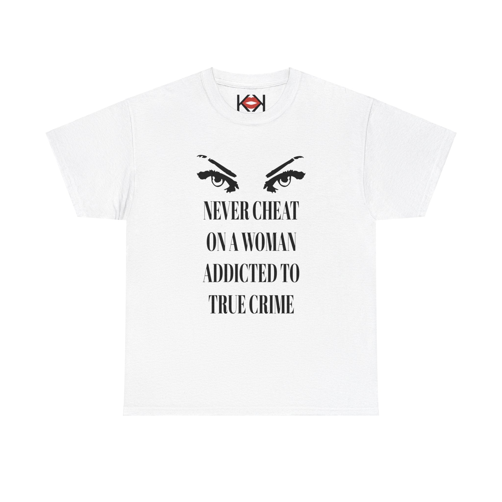 white unisex murder t-shirt