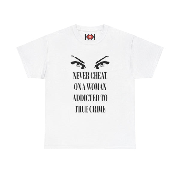 white unisex murder t-shirt