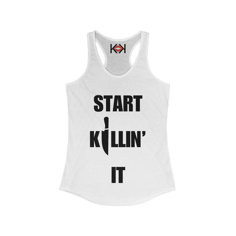 front of women's white murder tank top