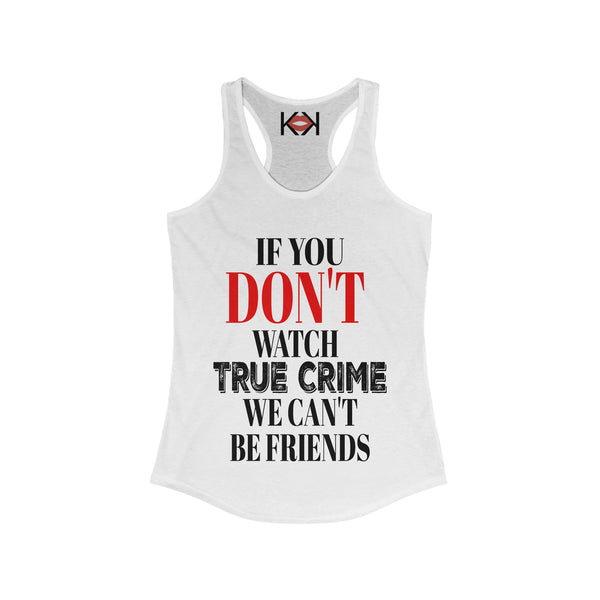 front of women's white murder tank top