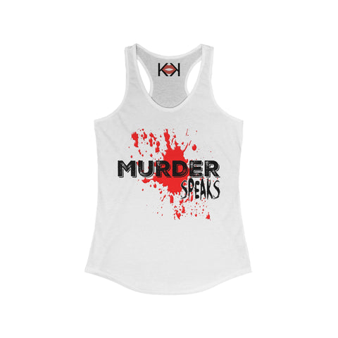 front of women's white murder tank top