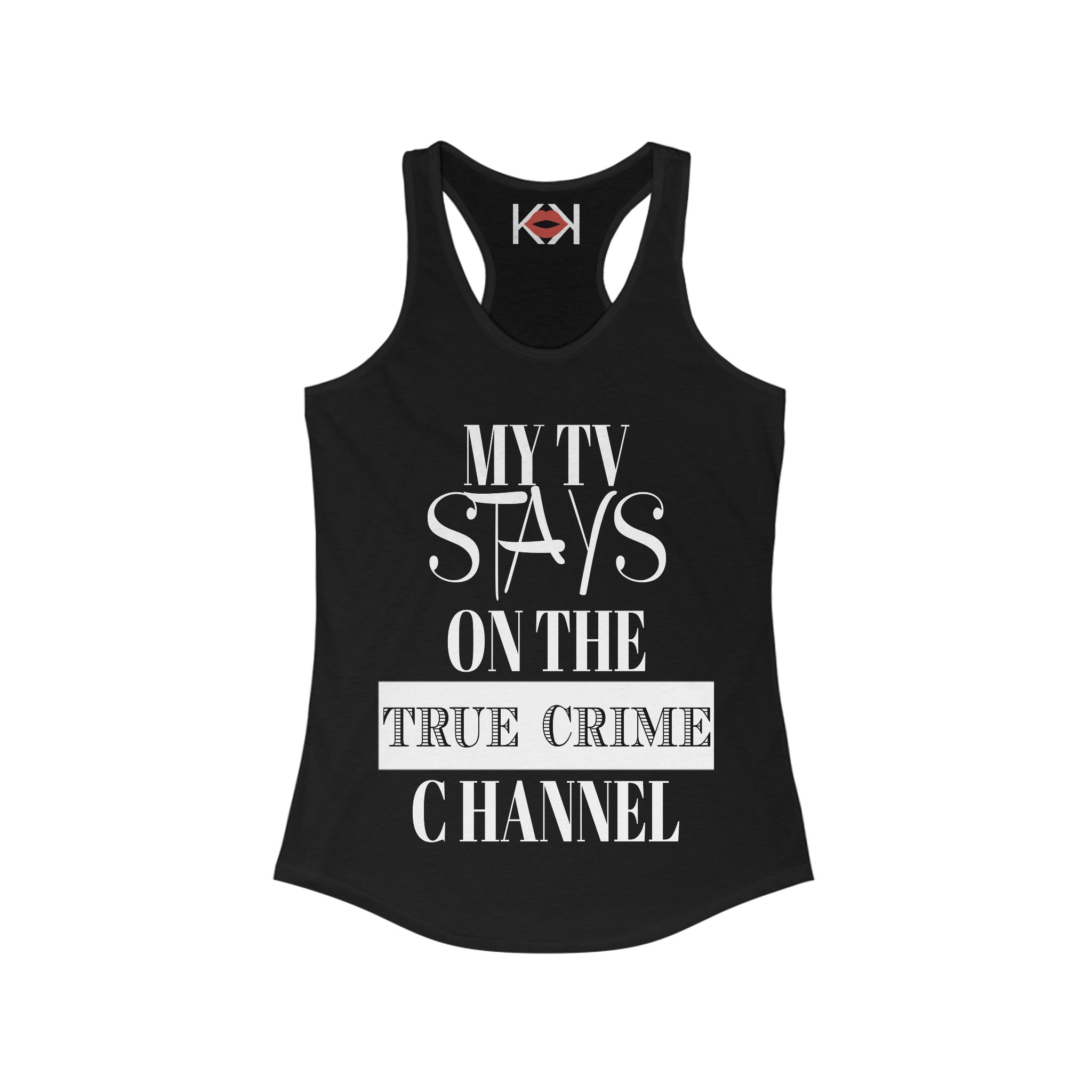 front of women's black murder tank top