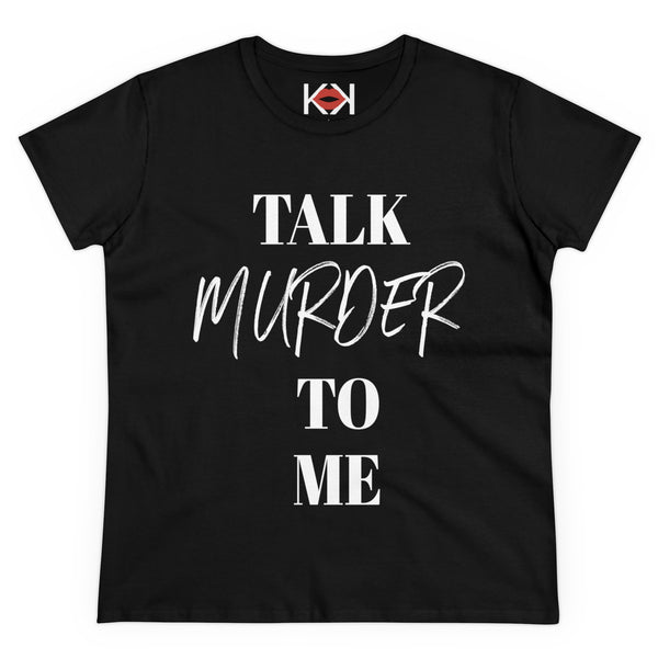 women's black murder cotton tee