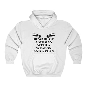 white true crime front pouch hoodie