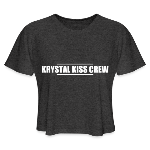 women's deep heather Krystal Kiss Crew murder crop top